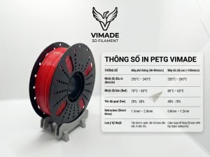 Sợi Nhựa In 3D PETG Vimade – Chất Lượng Cao Cấp, Độ Ổn Định Tuyệt ĐốiSự Kết Hợp Hoàn Hảo Giữa Sức Mạnh Và Thẩm MỹDòng nhựa PETG của Vimade là sự lựa chọn hàng đầu cho các xưởng in dịch vụ và người dùng chuyên nghiệp. Khắc phục hoàn toàn sự giòn nhẹ của PLA và tính co ngót khó chịu của ABS, PETG Vimade mang đến độ bền cơ học ấn tượng cùng bề mặt hoàn thiện "sang - xịn - mịn", đáp ứng những tiêu chuẩn khắt khe nhất của ngành in 3D hiện đại.Tại Sao Các Xưởng In Dịch Vụ Tin Dùng PETG Vimade?Độ ổn định "vàng" cho lệnh in dài: Sợi nhựa được sản xuất với công nghệ kiểm soát đường kính khắt khe (sai số $\pm 0.02mm$), giúp dòng nhựa chảy đều, hạn chế tối đa tình trạng tắc vòi phun hay đứt quãng khi in xuyên đêm.Bề mặt mịn màng, màu sắc sắc nét: Công thức pha phối màu độc quyền tạo nên những gam màu có chiều sâu, đặc biệt là các tông màu khó như Tím Royal, Xám Xi Măng hay Đen Matte, giúp thành phẩm bóng mịn và che giấu lớp layer cực tốt.Tối ưu thời gian hậu kỳ: Nhựa được tinh chỉnh để giảm thiểu hiện tượng kéo sợi (stringing) và bám dính bàn cực tốt, giúp bạn lấy mẫu dễ dàng và giao hàng ngay cho khách mà không cần xử lý quá nhiều.Triết lý "Nguyên Liệu Quyết Định Tiền Tiêu": Chúng tôi hiểu rằng mỗi giây máy chạy là một đồng chi phí. Sử dụng nhựa Vimade giúp tăng tỉ lệ in thành công lên mức tối đa, trực tiếp bảo vệ lợi nhuận cho xưởng in của bạn.Thông Số Kỹ Thuật Chi TiếtThương hiệu: VimadeChất liệu: PETG (Polyethylene Terephthalate Glycol-modified)Đường kính sợi: 1.75mmTrọng lượng: 1kg (Net weight)Đặc tính: Chịu nhiệt tốt, kháng hóa chất, độ bền va đập cao, không mùi khi in.Cài đặt in khuyến nghị:Nhiệt độ đầu phun: 230°C – 250°CNhiệt độ bàn in: 70°C – 85°CTốc độ in: 40 – 100 mm/s (tùy cấu hình máy)Ứng Dụng Đa DạngVới độ bền vượt trội và khả năng chịu thời tiết, PETG Vimade phù hợp cho:Mô hình kỹ thuật: Các chi tiết máy, khớp nối, vỏ hộp thiết bị điện tử.Trang trí nội thất: Bình hoa, đèn ngủ, các vật dụng decor hiện đại.Dịch vụ in theo yêu cầu: Đáp ứng nhanh các đơn hàng quà tặng, mô hình nhân vật, kiến trúc đòi hỏi độ thẩm mỹ cao.Vimade - Đồng hành cùng cộng đồng In 3D Việt Nam.Chất lượng khẳng định giá trị - Nguyên liệu quyết định thành công.